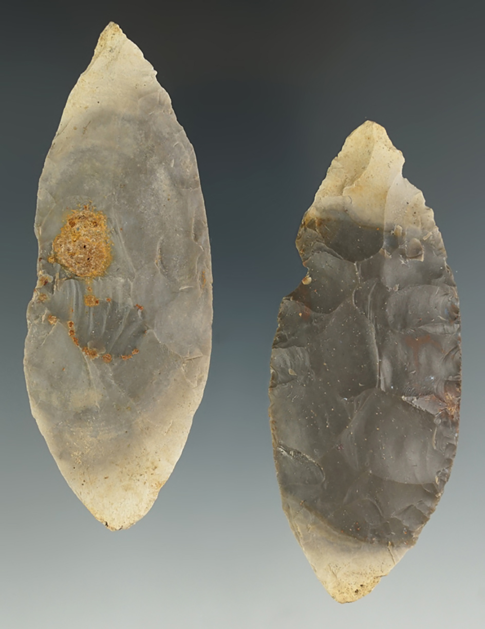 Pair of Cache Blades - largest is 3 5/8".   From the Lyons Cache - Greene Co., Indiana.