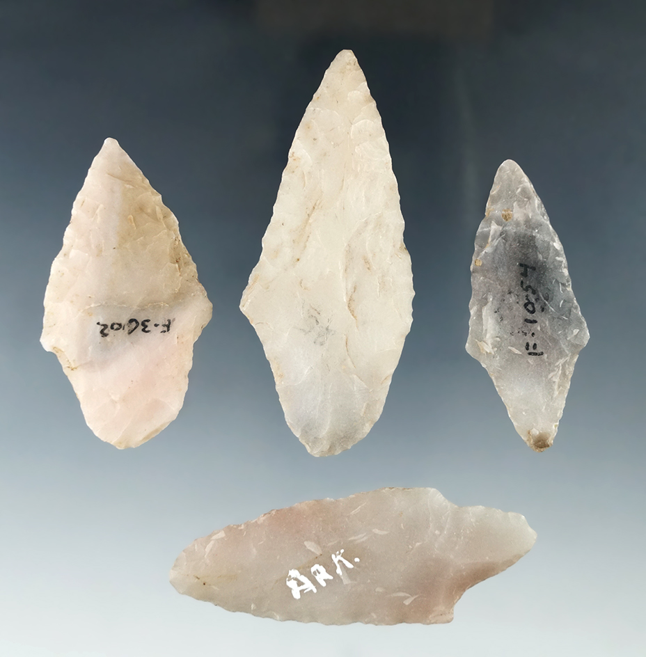 Set of three Gary points made from Novaculite found in Arkansas, largest is 2 15/16".