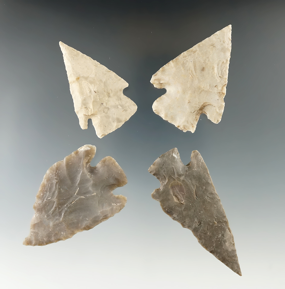 Set of four Castroville Knives found in Texas, largest is 3".