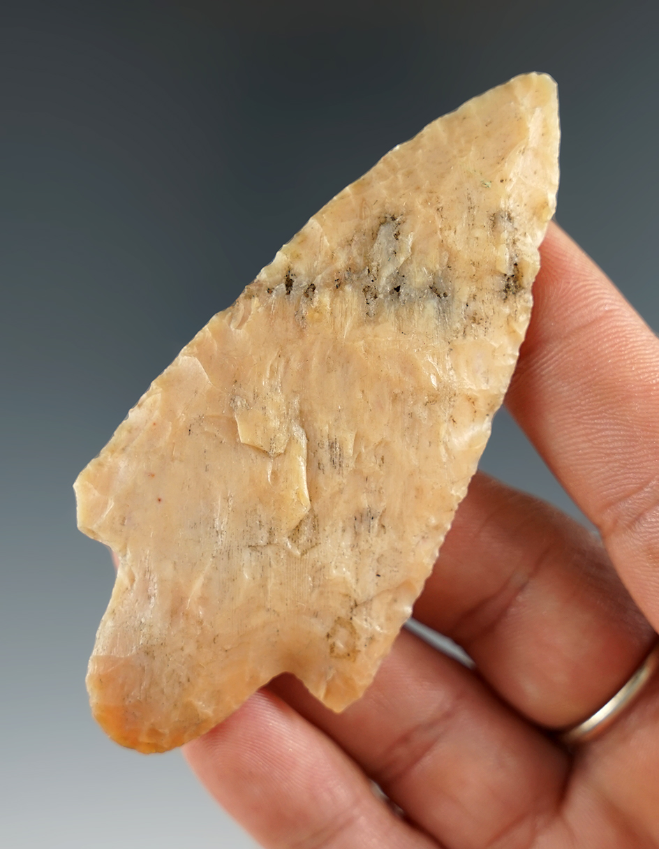 3 3/16" beautifully crafted Archaic Stem Knife made from heat-treated Agatized coral - Florida.