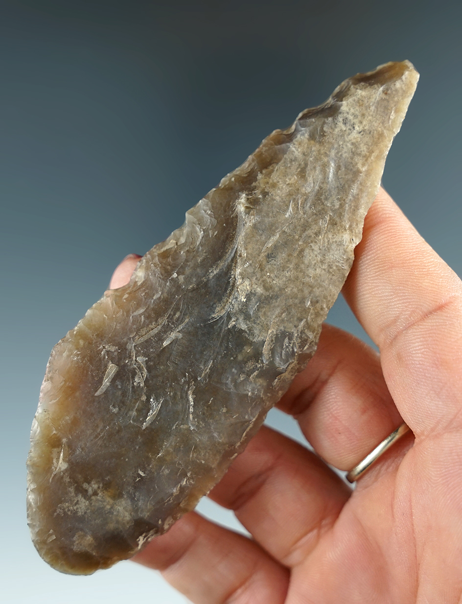 4 3/16" Harahey Knife made from beautiful semi-translucent material found in Williamson Co., TX.