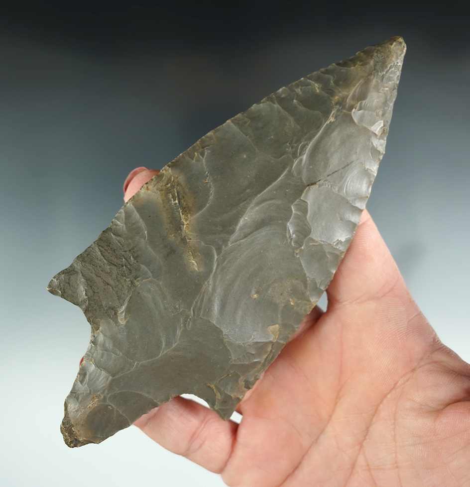 Large! 5 1/2" Indiana Hornstone "Buck Creek" style point. Rare type - nice patination. Missouri.