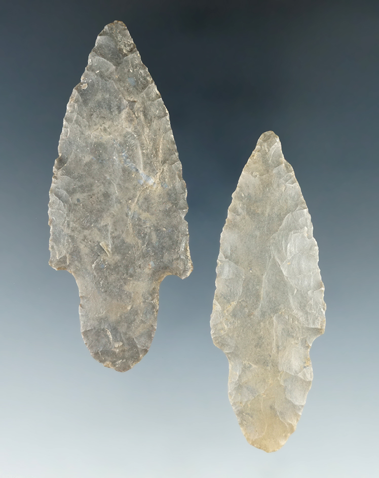 Pair of Adena points found in Tennessee that are nicely made, largest is 2 3/4".