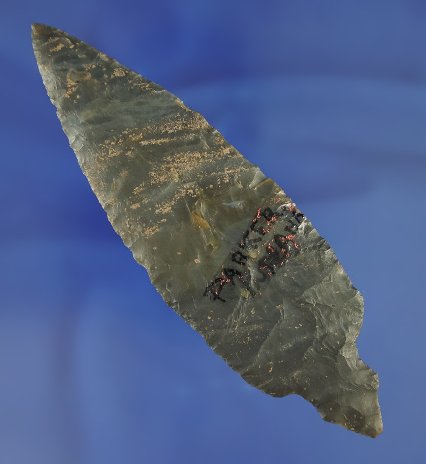 Sale Highlight! - Ex. Townsend! 5 1/4" thin and well flaked Hornstone Adena Turkeytail  - Indiana.