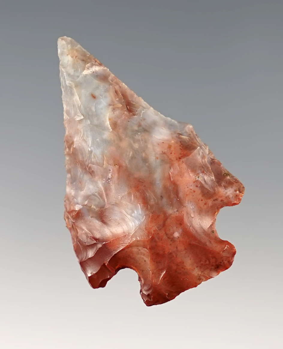 Finely made and highly colorful 1 9/16" Ohio Pentagonal made from Flint Ridge Flint.