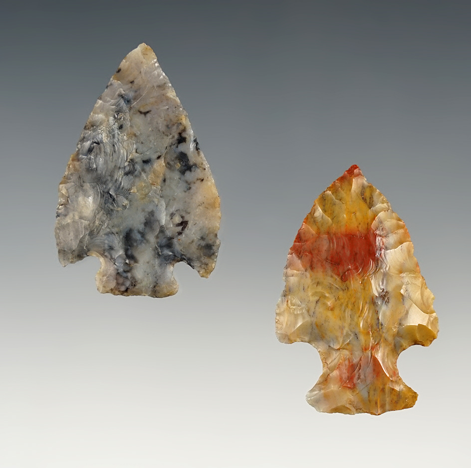 Pair of colorful and well made Ohio points. The largest is 1 5/8".