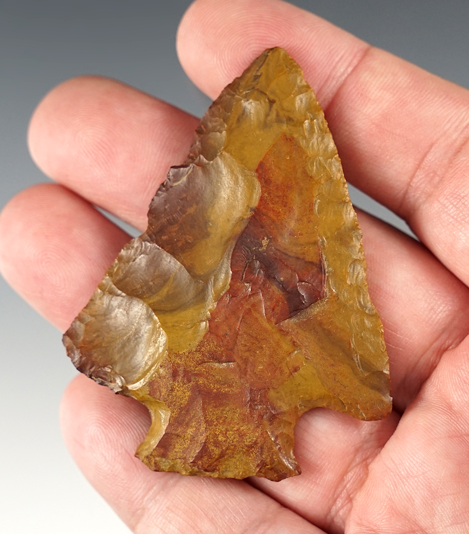 2 9/16" Perkiomen - Jasper. Found in the Macullocil Farm in Stark Co., Ohio. A rare type for OH.