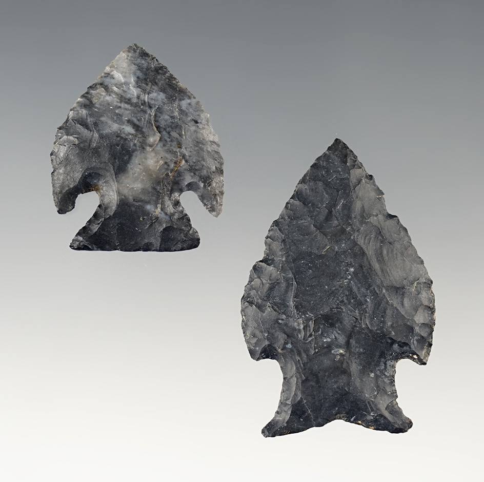Pair of finely made Ohio Intrusive Mound points. The largest is 1 5/8".