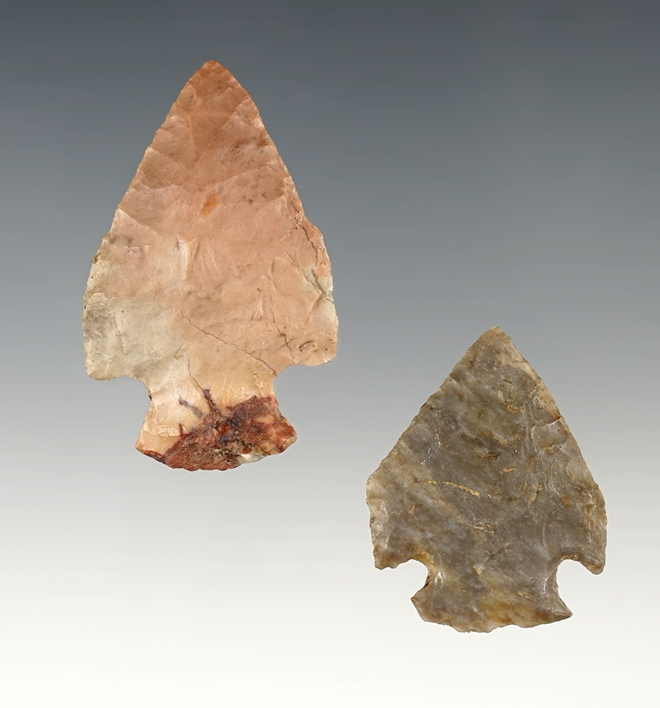 Pair of nicely made Pentagonal points found in Stark Co., Ohio. The largest is 1 7/8".