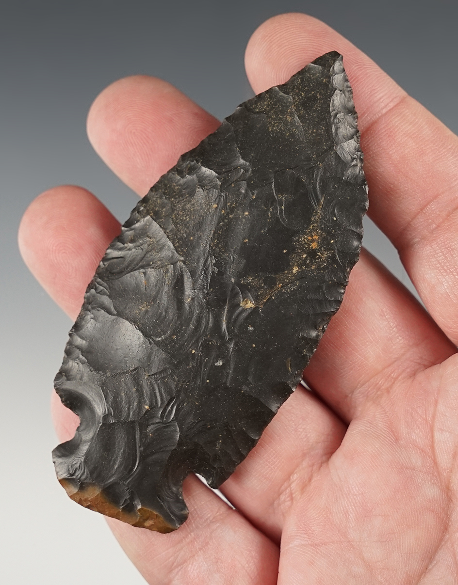 3 9/16" Fishspear knife made from beautiful Coshocton Flint. Found in Medina Co., Ohio.