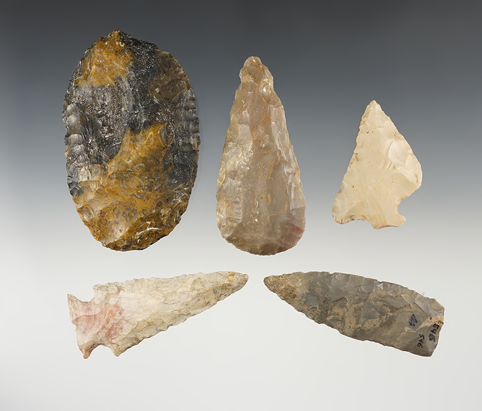 Set of 5 nice Ohio points and tools. The largest is 3 15/16".