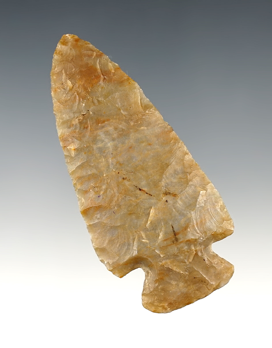 2 7/8" Dovetail made from Carter Cave Flint. Found in Madison Co., Ohio. Ex. Mark Cline.