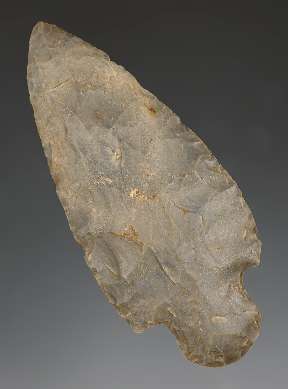 4 1/8" Hopewell made from well patinated Hornstone. Found in 1933 in Cass Co., Indiana.
