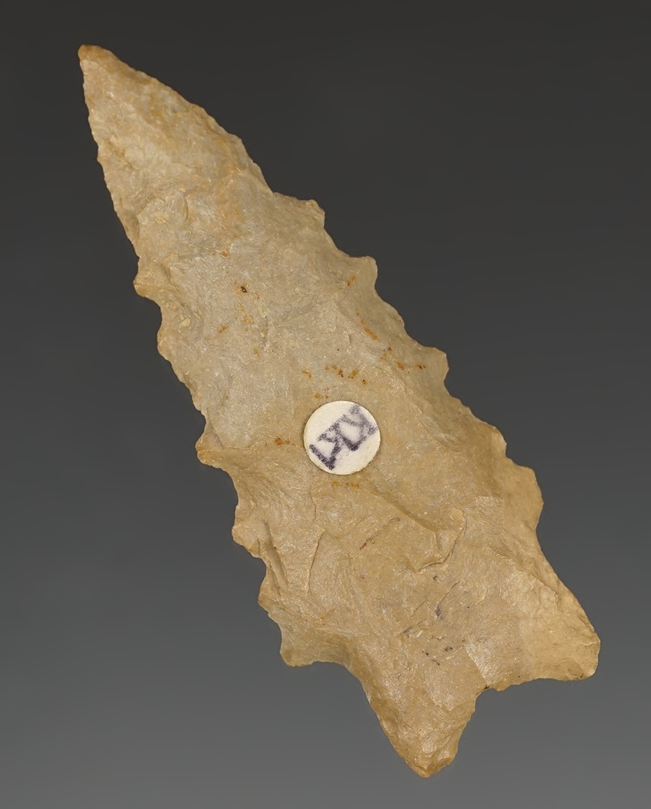 2 3/4" Serrated Kirk found in Knightstown, Indiana.