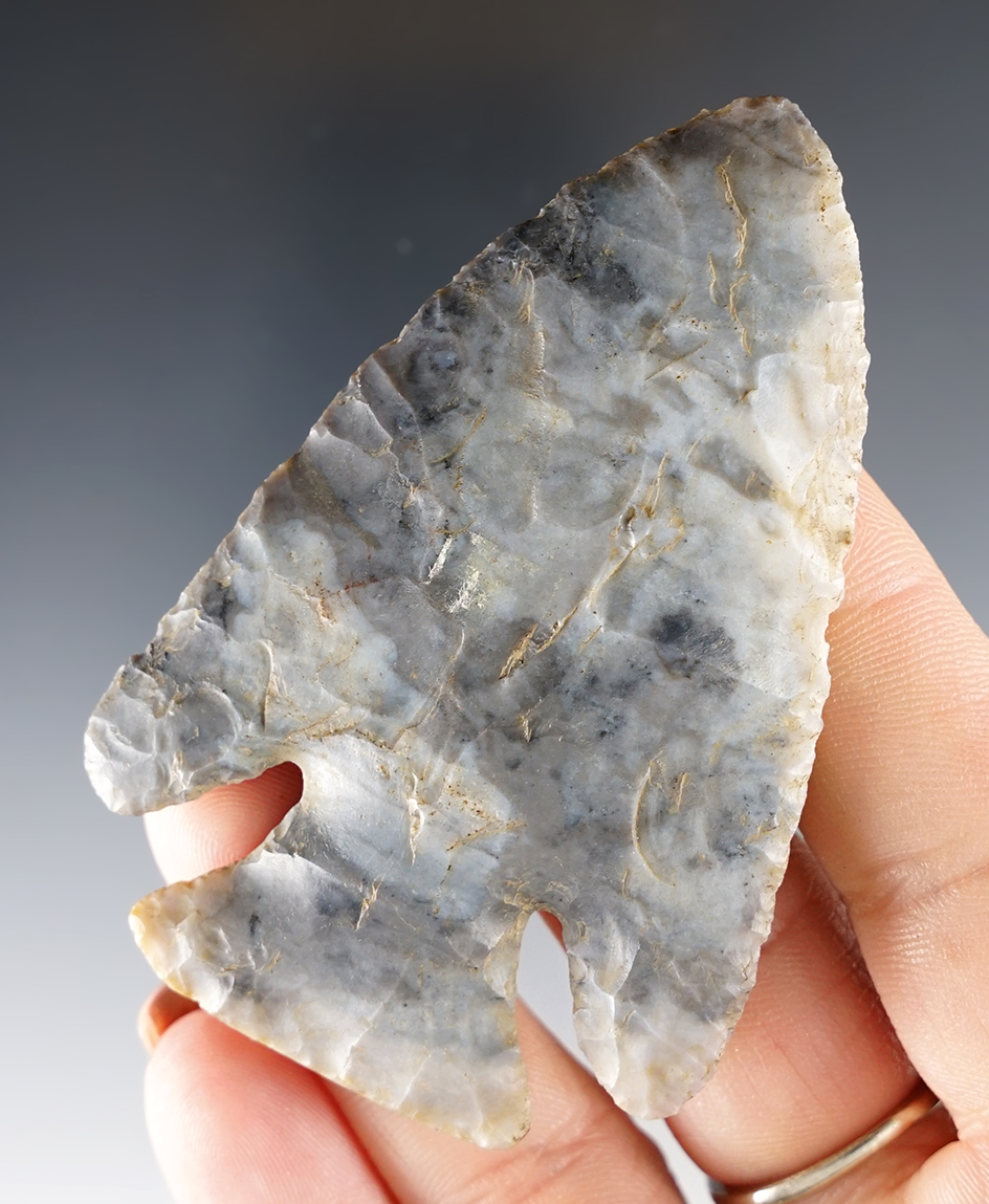 Colorful 2 7/8" Archaic Thebes - Flint Ridge. Pickaway Co., Ohio. Ex. Don Bapst. Pictured.