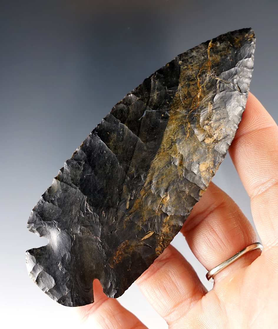 Finely made 4 1/16" Dovetail found in Franklin Co., Ohio. Ex. Dr. Kramer collection. Pictured.