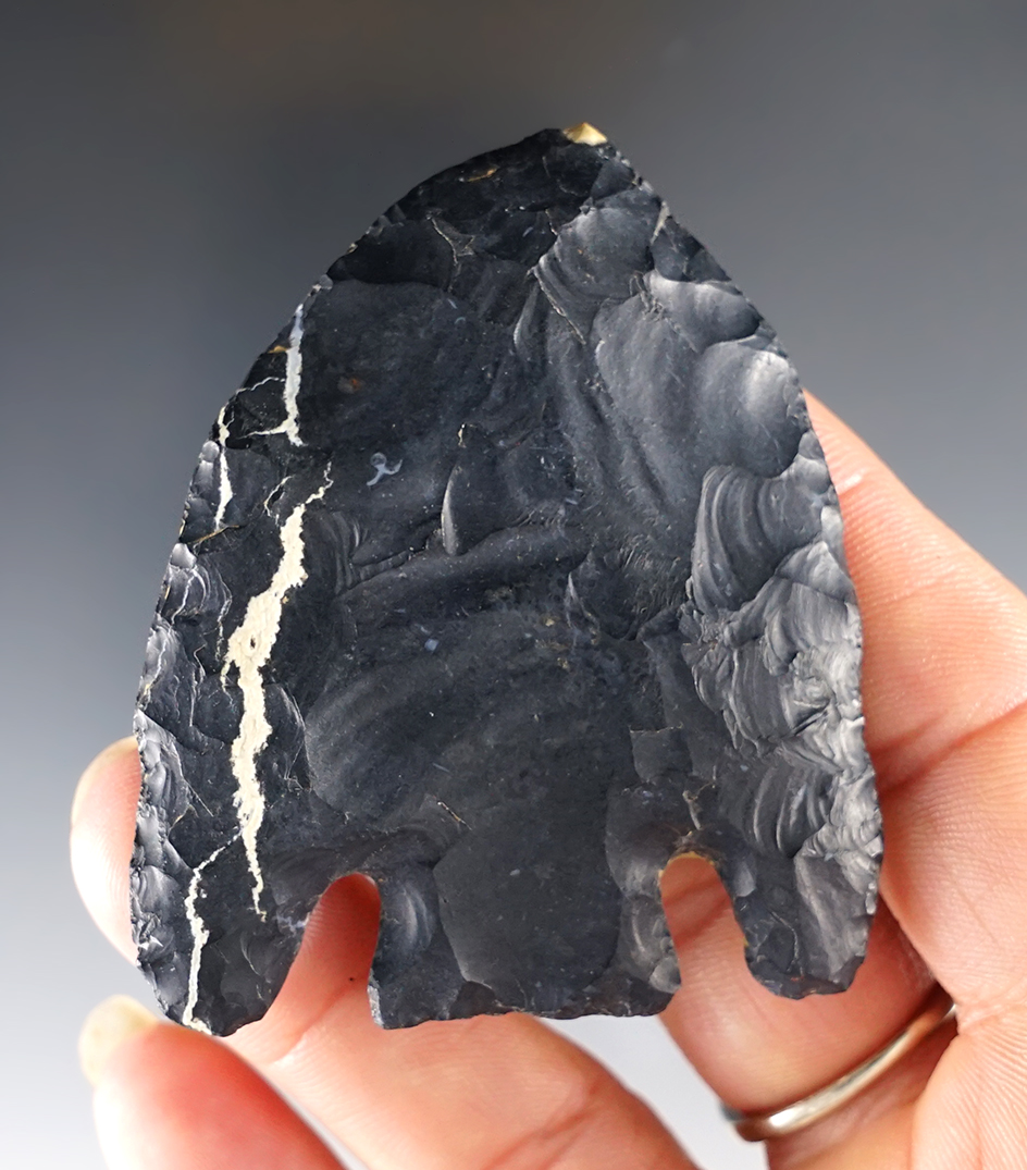 2 3/8" Ohio Coshocton Flint Lost Lake. Ex.  Shively collection. Very nice quartz lightning streak.