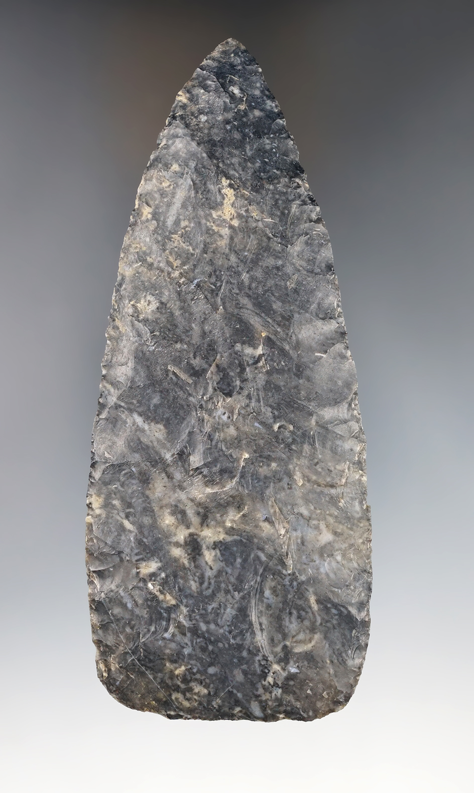 5 7/16" Cache blade made from Coshocton Flint. Beautifully mottled material. 