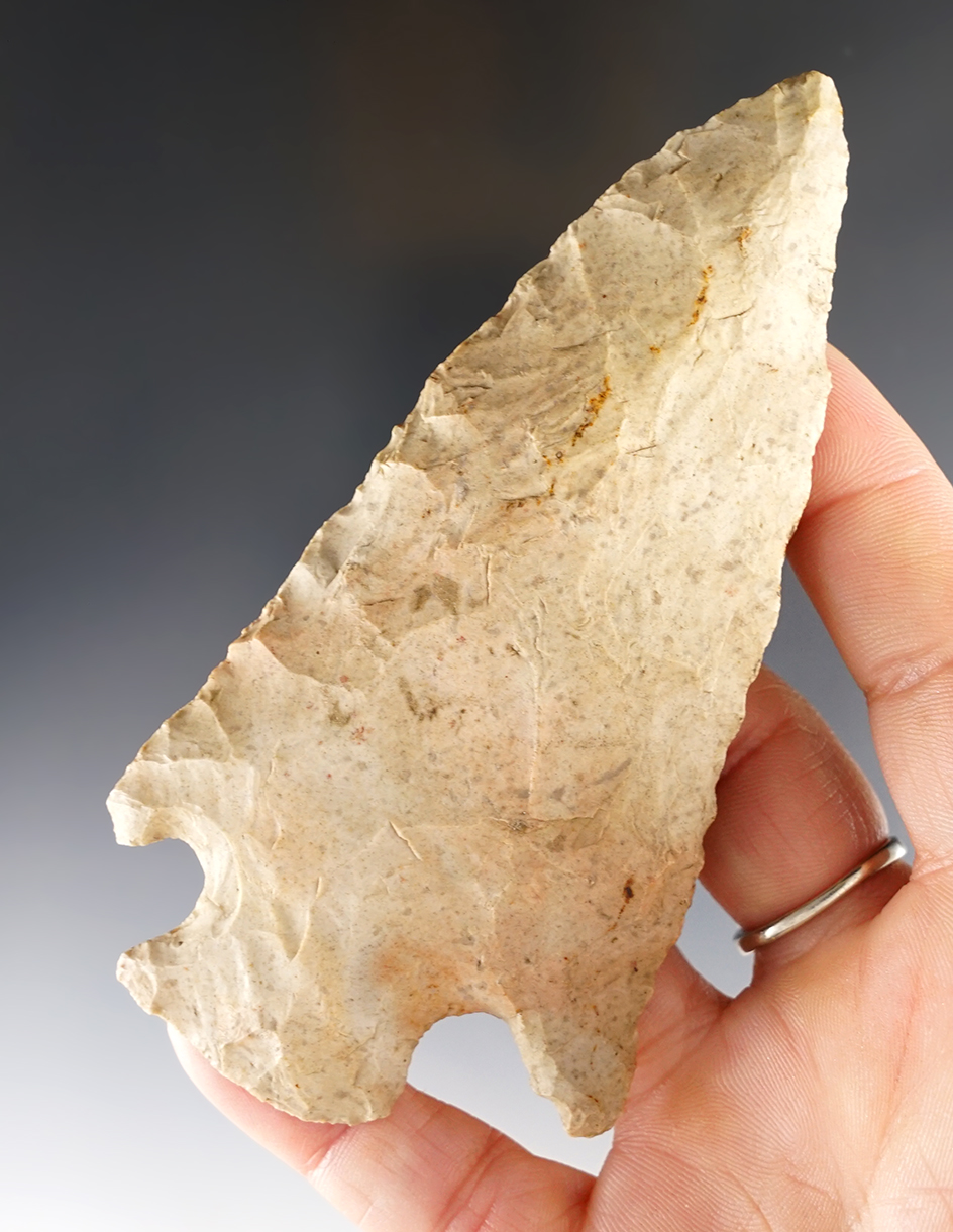 Well patinated 4 7/16" Archaic Cornernotch - Logan Co., Ohio. Ex. Jim Hovan, Frank Meyer.