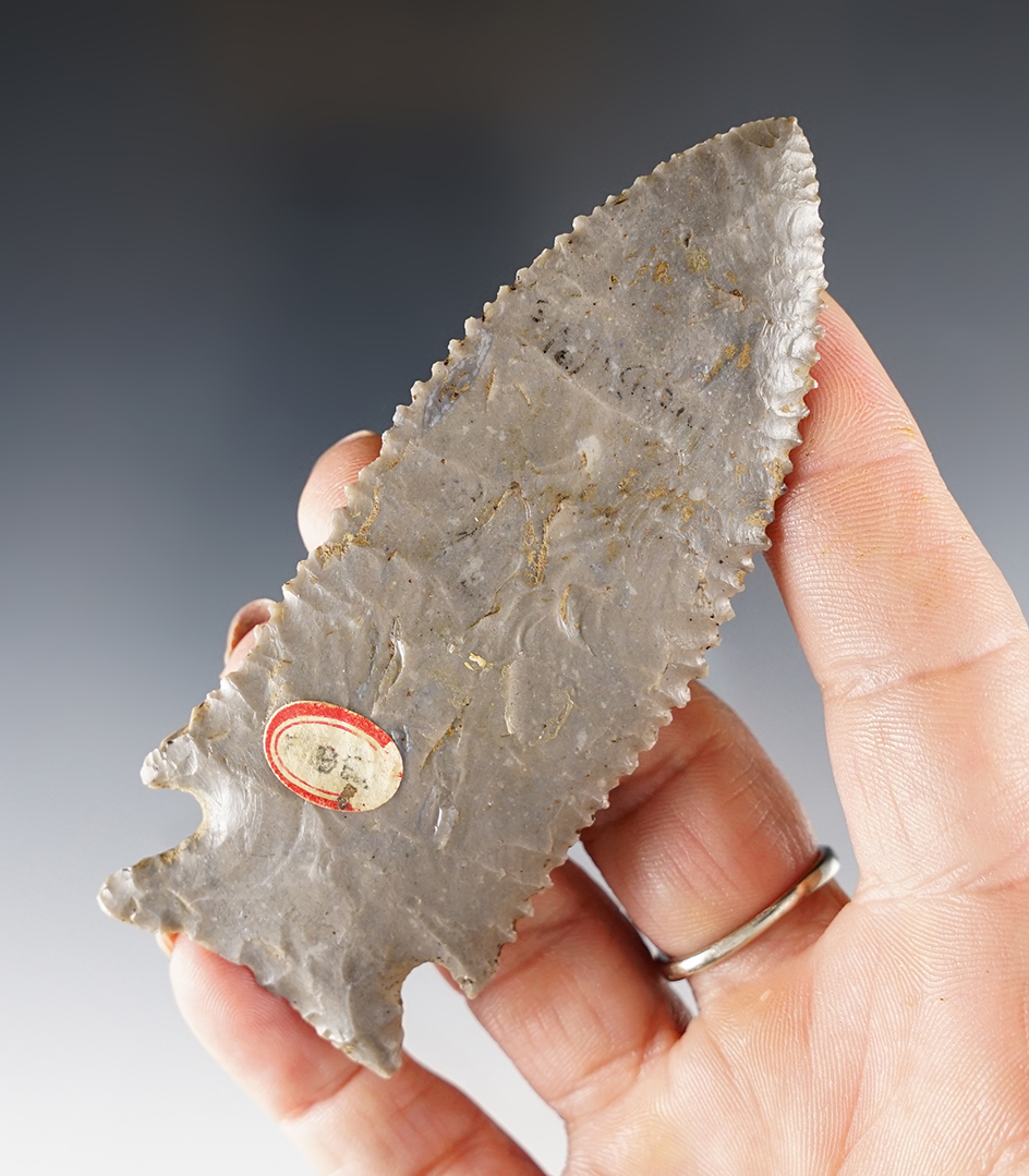 Sale Highlight! 3 11/16" Grade 10 flawless Hornstone Stilwell Point. Investment relic. Pictured.