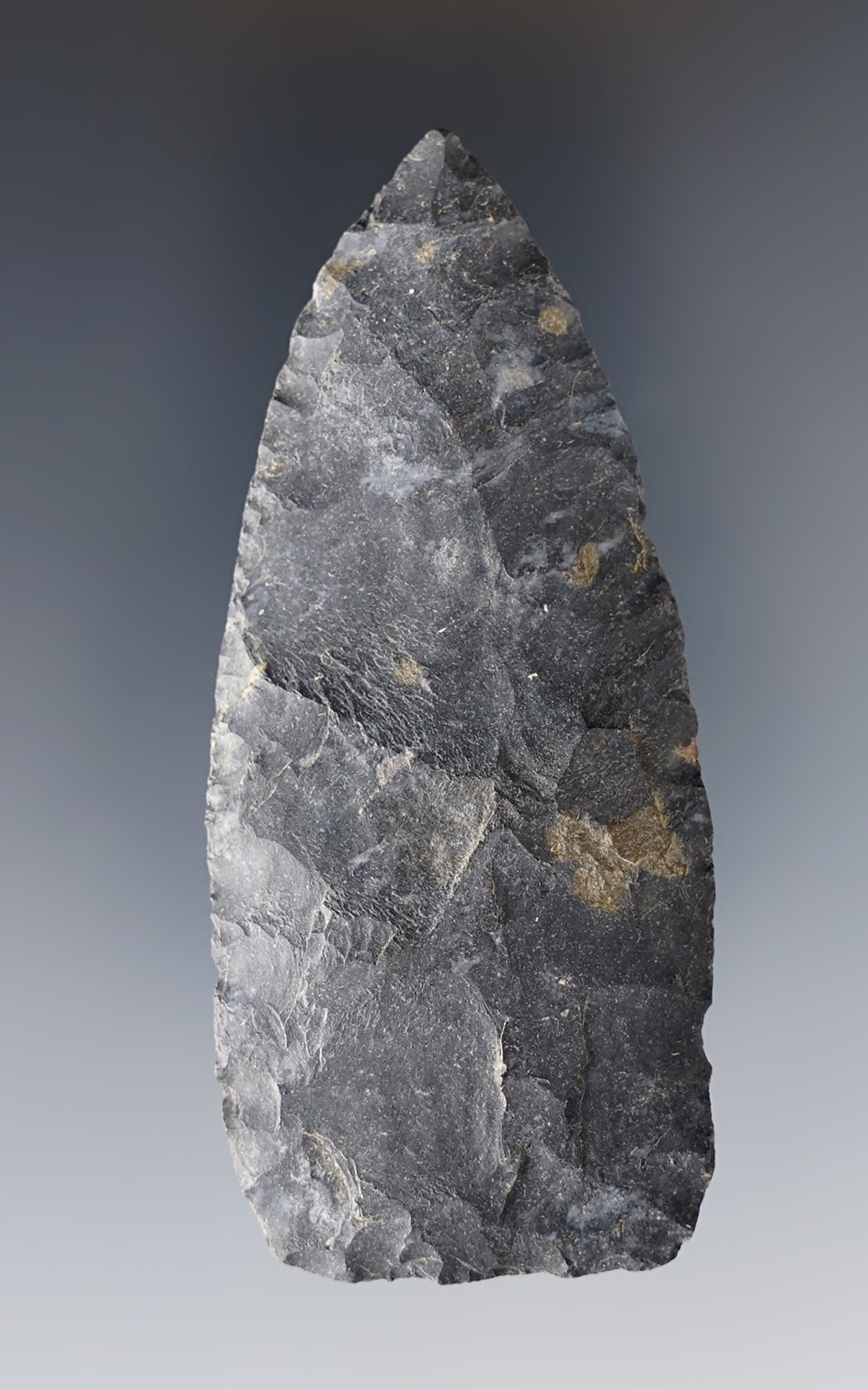 3 1/4" Plano blade made from Nellie variety Coshocton Flint.