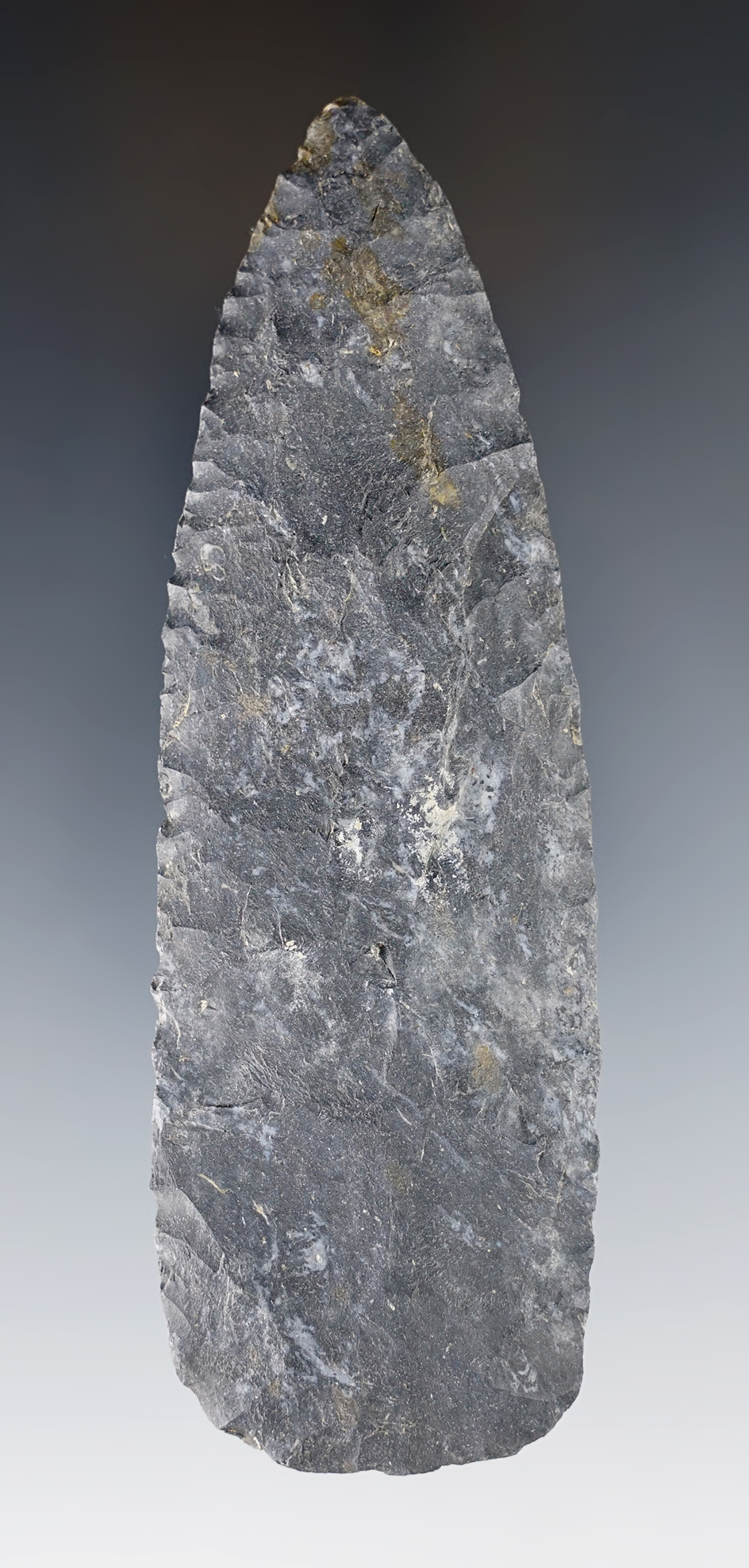 4 15/16" Plano blade made from Nellie variety Coshocton Flint.