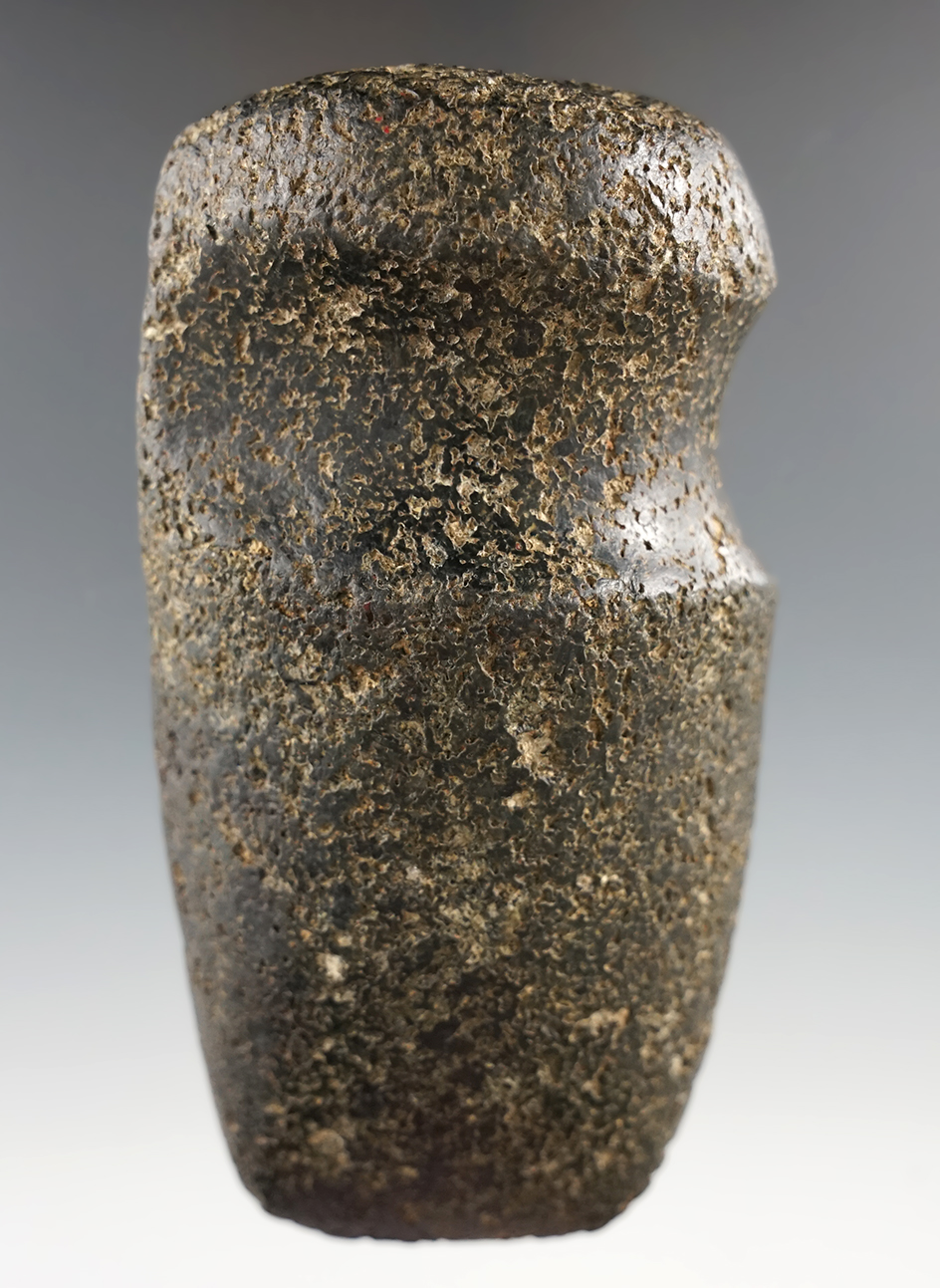 Well defined 4 5/16" long 3/4 grooved Axe found in Ohio. Ex. Steve Olenick, John May.