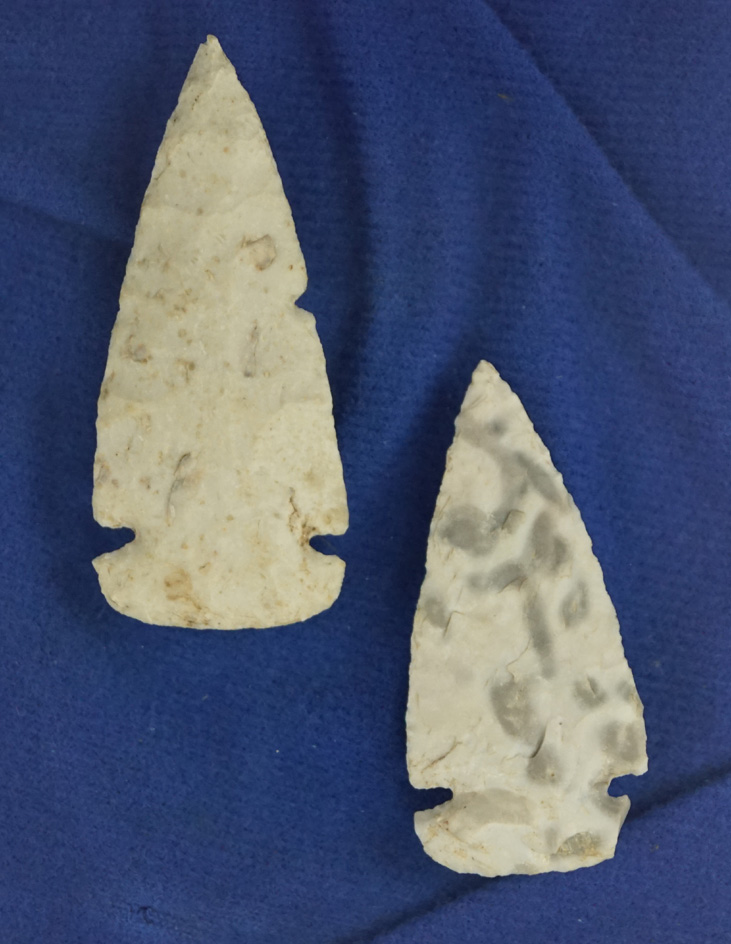Pair of Howard County  points found in Illinois. Largest is 2 1/4". Comes with a Meadows COA.