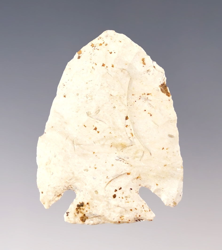 1 7/8" Diagonal Cornernotch Point. Great patina and nice workmanship. Found in Ohio.