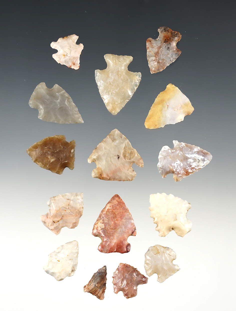 Set of 15 Ohio Birdpoints in good condition. The largest is 1 1/8".