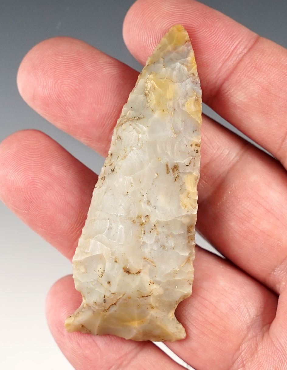 2 11/16" Fishspear made off a large flake of Flint Ridge Flint. Found in Ohio. 