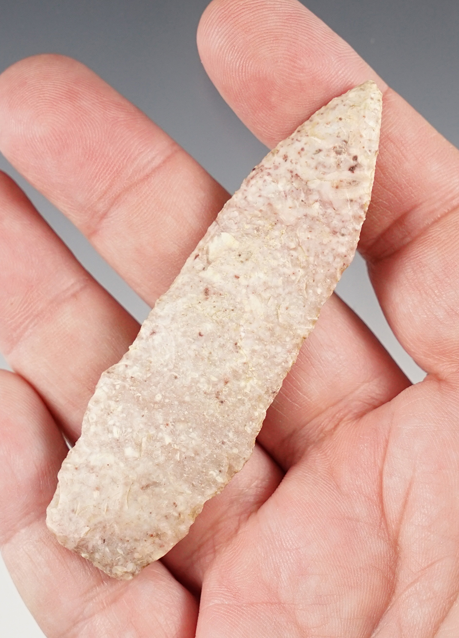 Well made 3 1/4" Archaic Karnak found by Floyd Lish in Adams Co., Illinois.