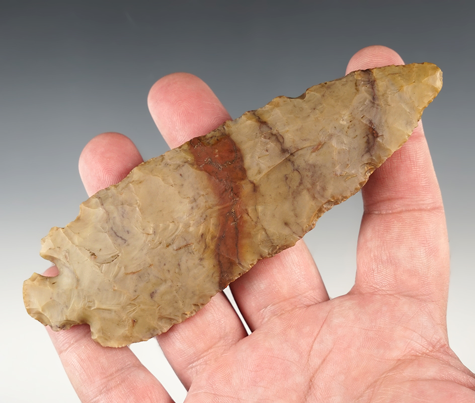 5 3/16" Dovetail made from colorful Flint Ridge Flint. Found in Wood Co., Ohio.