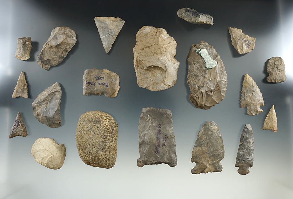 Group of Eight assorted artifacts found in New York, largest is 2 1/4".