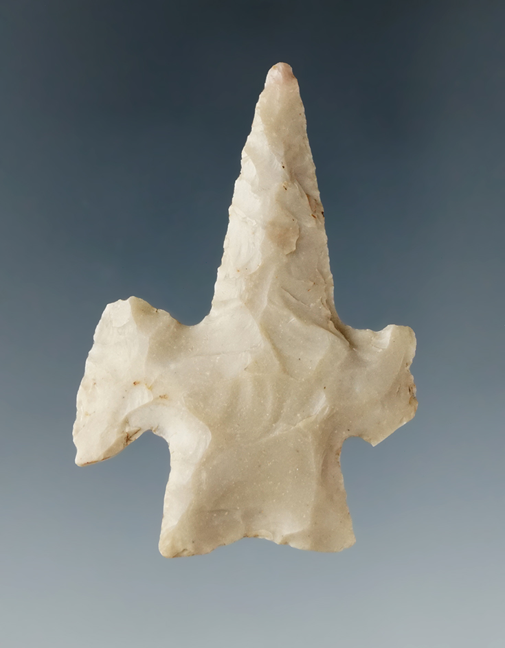 Excellent style on this 2" winged drill found by William Fry near Lake Texoma in northern Texas.