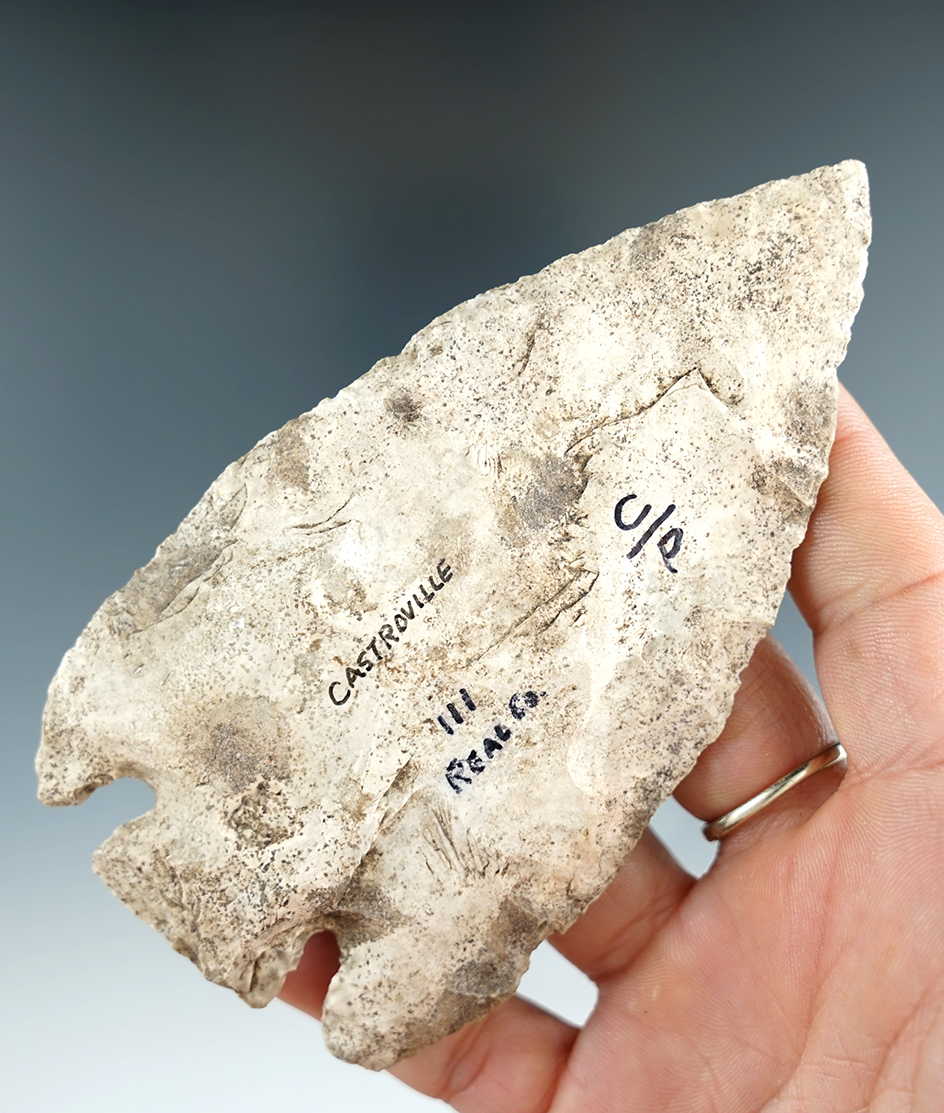 4 1/2" Castroville Base Tang Knife found in Real Co., Texas. Comes with a Rogers COA.