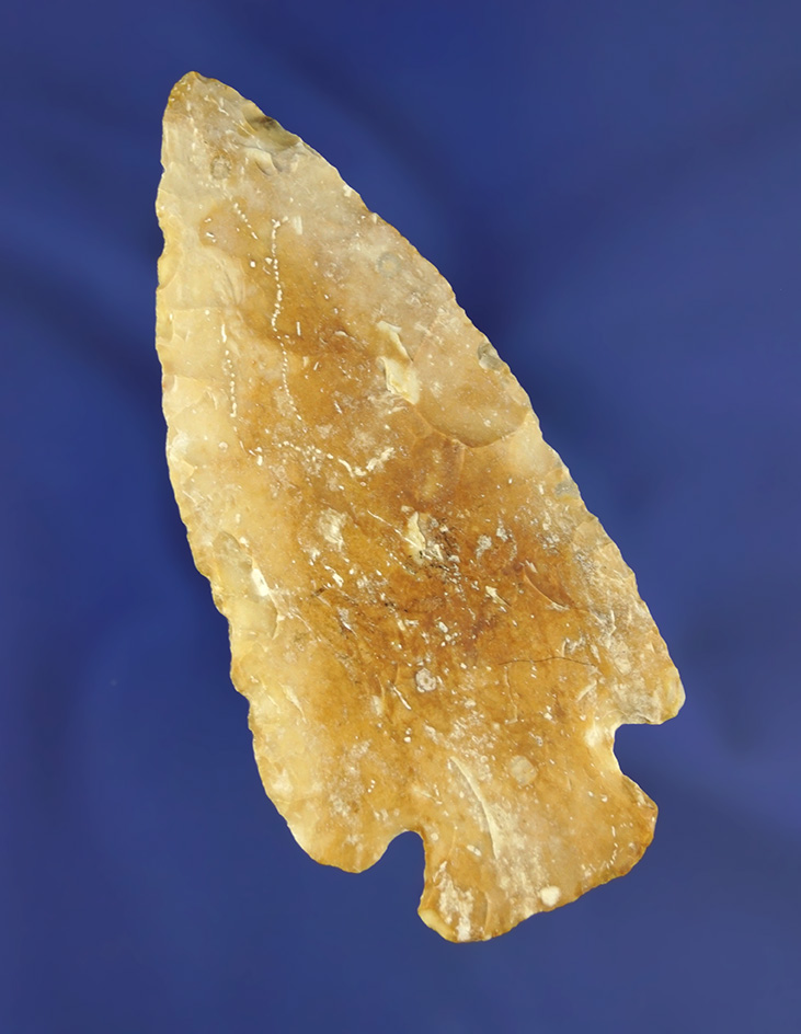 3 9/16" Archaic Kirk found in Illinois. Ex. Jerry Dickey.