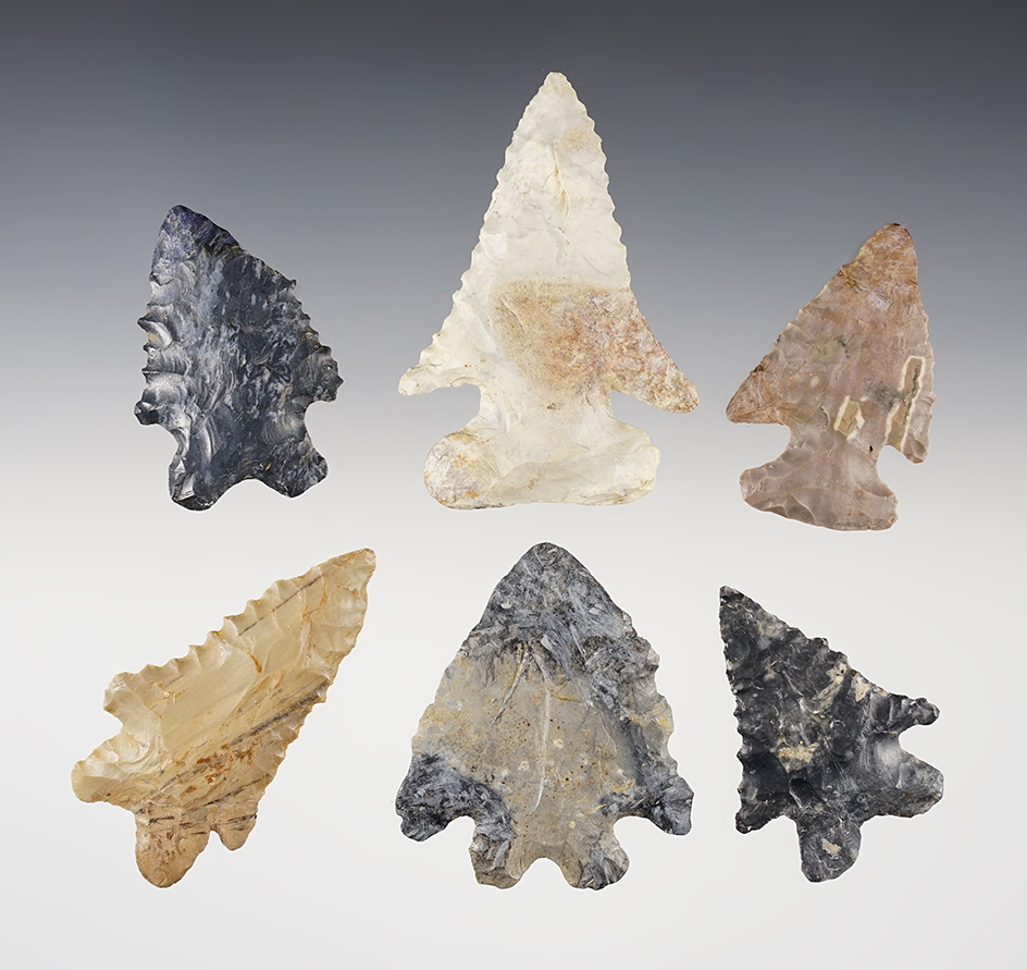 Set of 6 restored Ohio points. The largest is 3".