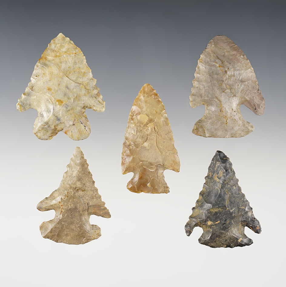 Set of 5 restored Ohio points. The largest is 2 1/16".