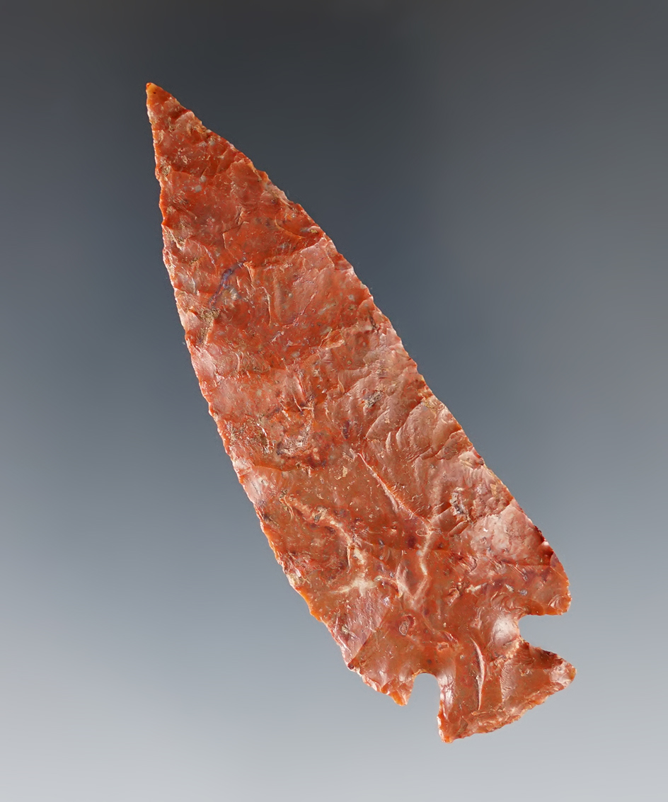 Finely made 2 3/4" Cornernotch found in the Western U.S. Made from a beautiful flint.