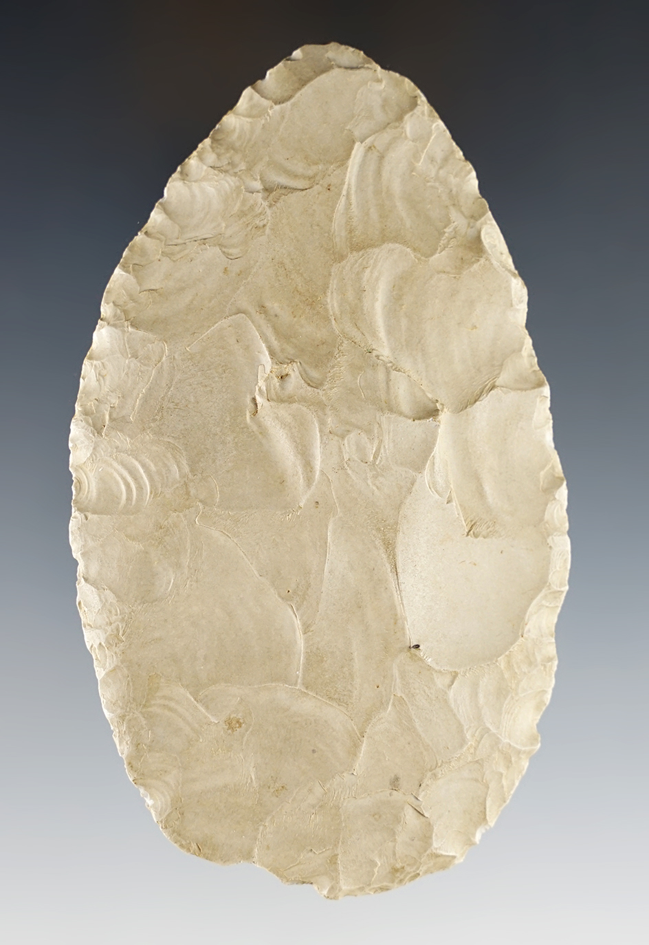 Large 4 5/16" Flint blade that is nicely flaked in good condition recovered in the Midwest.