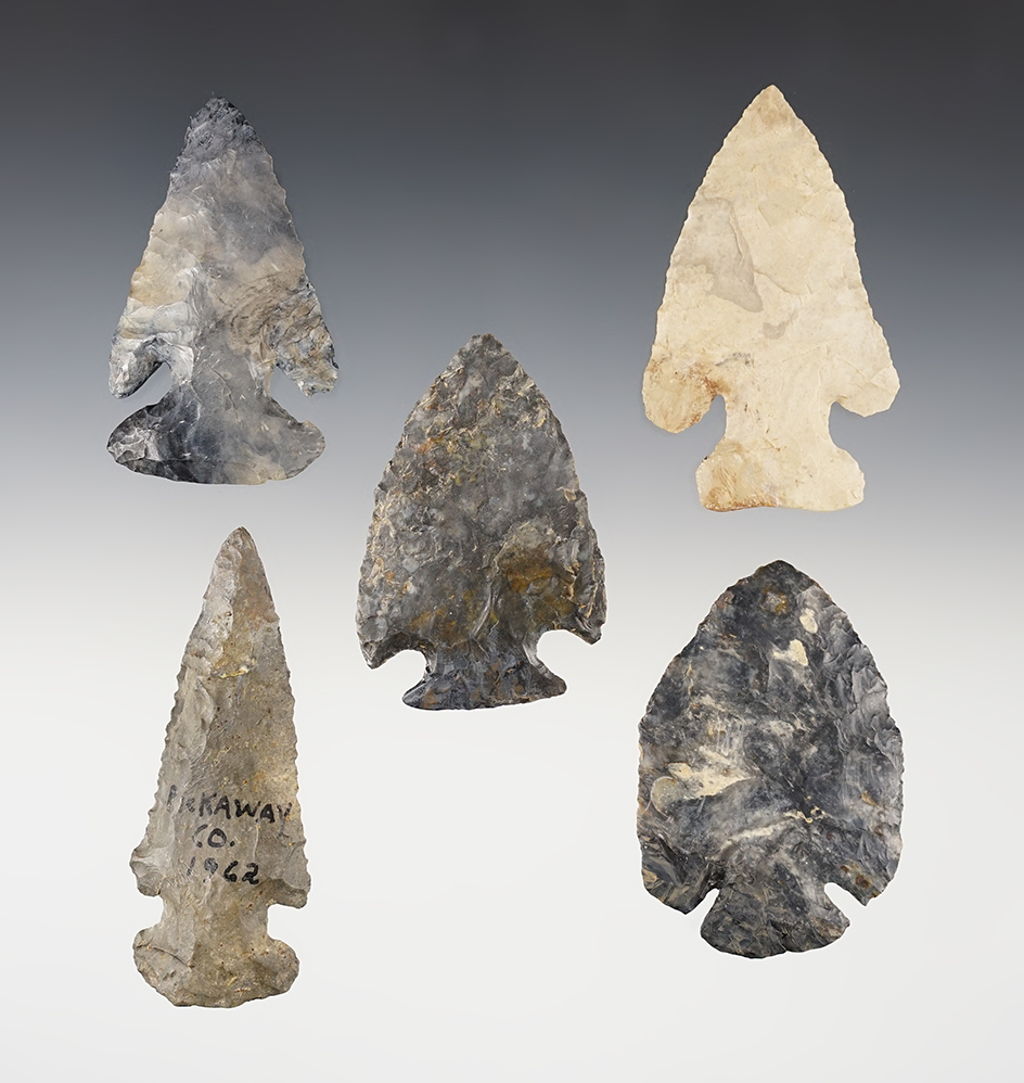 Set of 5 restored Ohio points. The largest is 3 3/8".