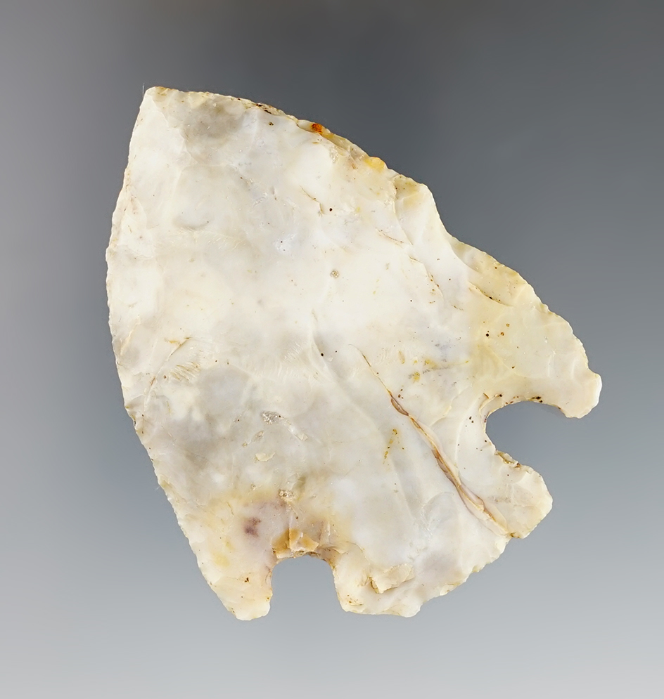 2 9/16" Flint Ridge Hopewell found in Hardin Co., Ohio. Ex. Claude Mathews collection.