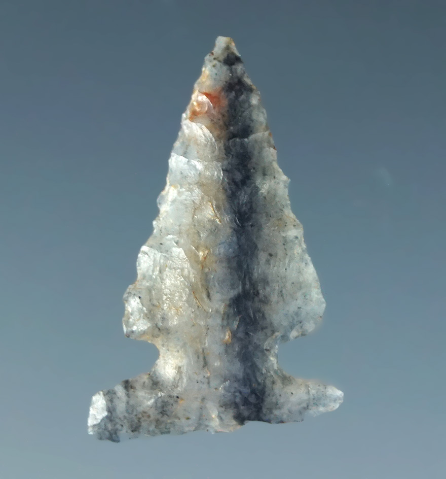 3/4" Desert General made from a flake of highly translucent striped blue and clear agate. CA.