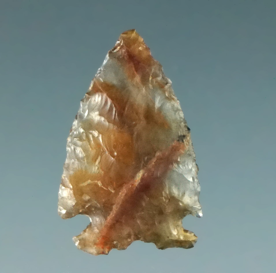 Incredible gold and clear highly translucent agate material on this 3/4" cornernotch California.