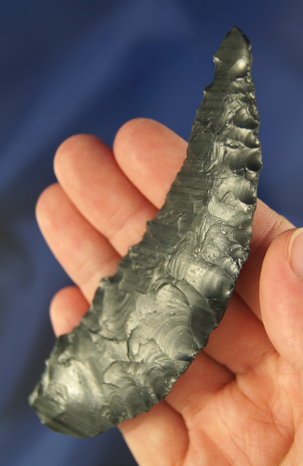 Nicely styled! 4 1/16"  Obsidian Crescent Knife - southeastern Oregon.  Stermer COA.