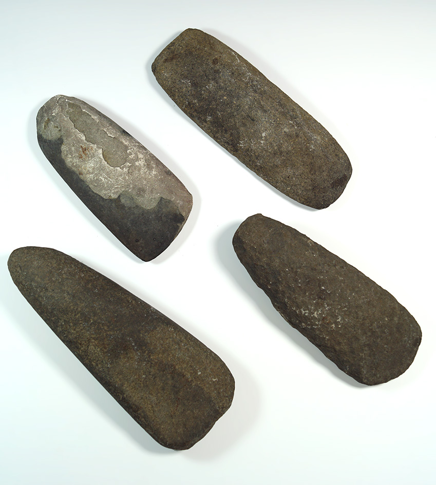 Set of four Celts in decent condition found in Michigan. Largest is 7 1/8".