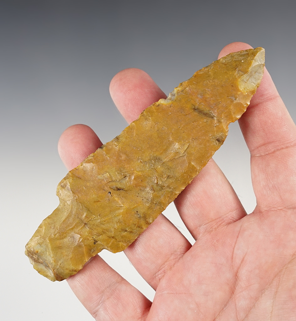 5 1/16" Adena with some later culture salvage to upper section and base, Allen Co., Ohio.