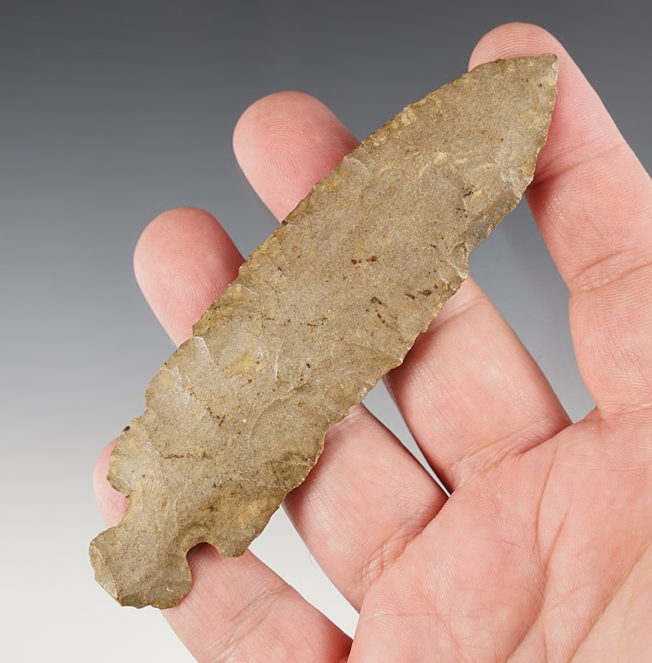 4 9/16" Ovoid Style Suspension Knife found in Warren Co., Ohio. Ex. Bloom, Dean Richard collections.