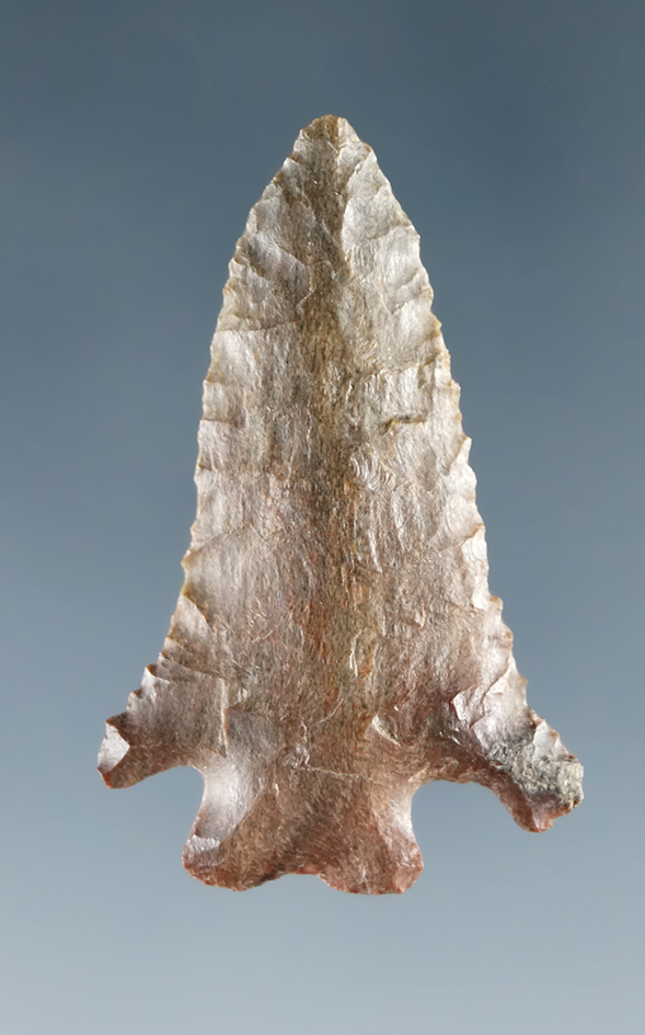 Excellent flaking on this 1 3/16" arrowhead found in Texas.